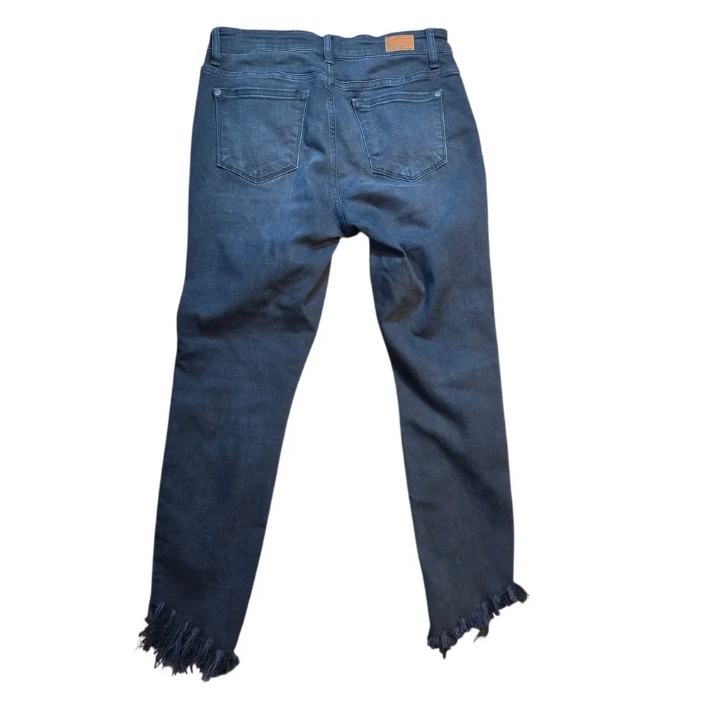 Judy Blue Black Skinny Fit Jeans Shark Bite Fray Raw Hem‎ Womens 7/28